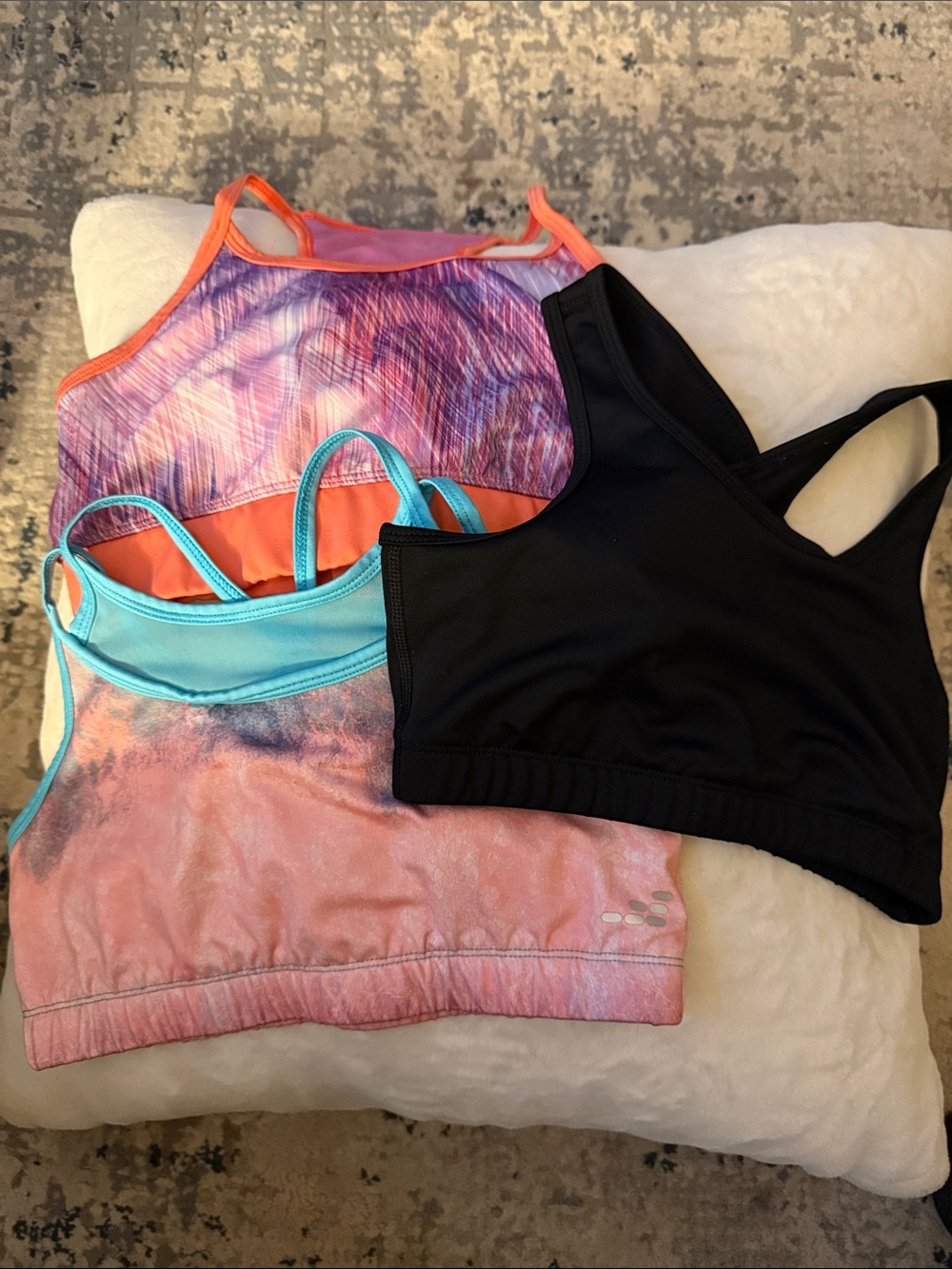 bcg Girls 3-Pack Sports Bra Set - Black, Aqua, Coral, Pink